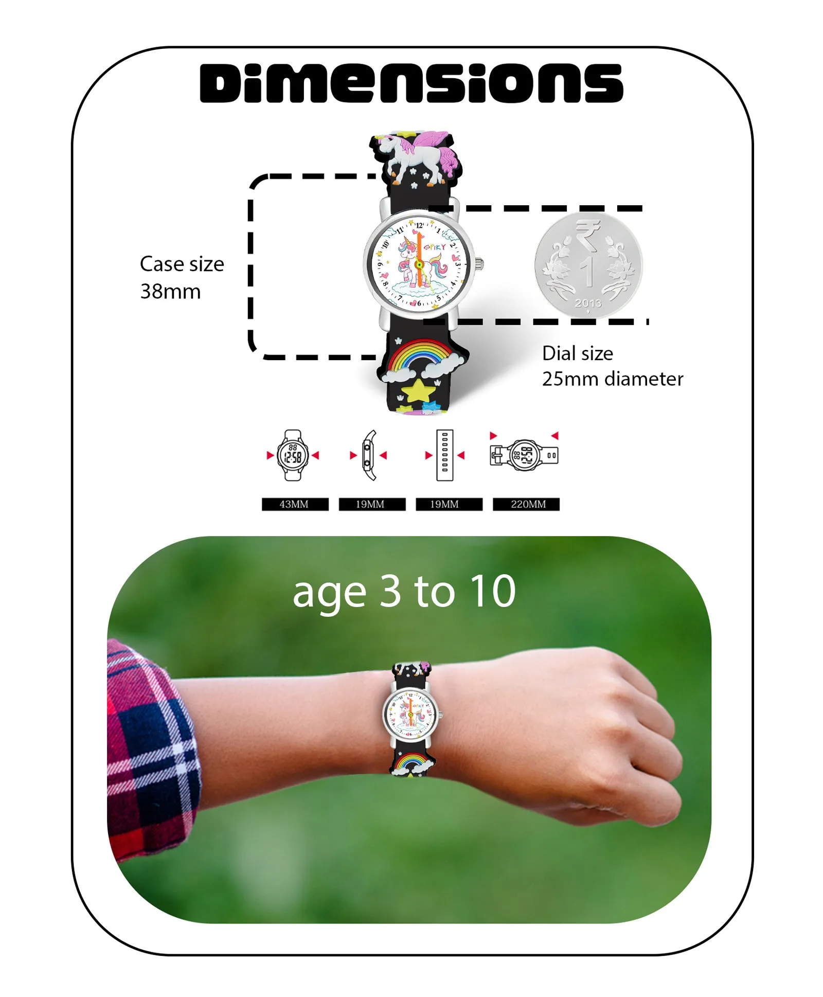 Spiky Round Unicorn Strap Analog Watch - Pink